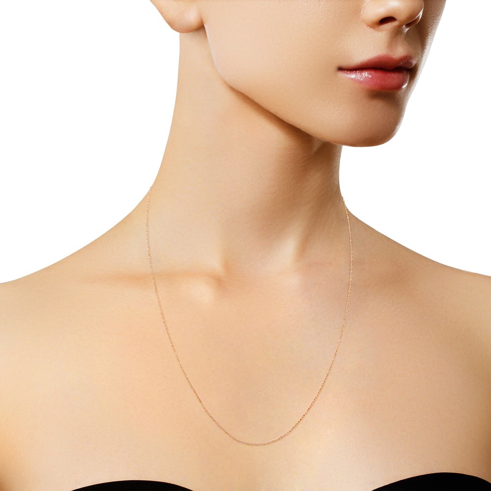 Solid 10K Rose Gold 0.5mm Rope Chain Necklace